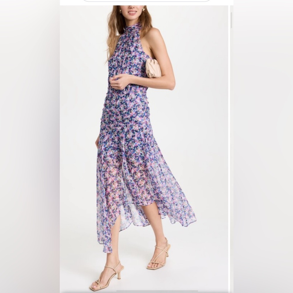 $698 Veronica Beard Women's Pink Silk Paisley Asymmetric Leia Dress Size 0